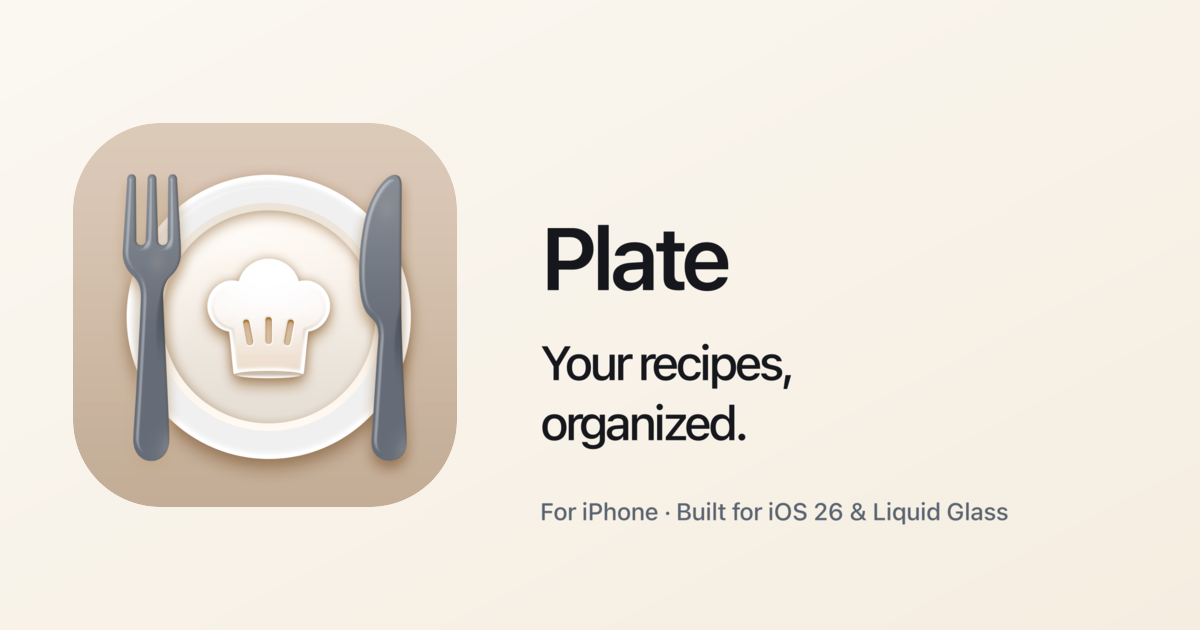 Recipes, cooking, and meal planning · Plate
